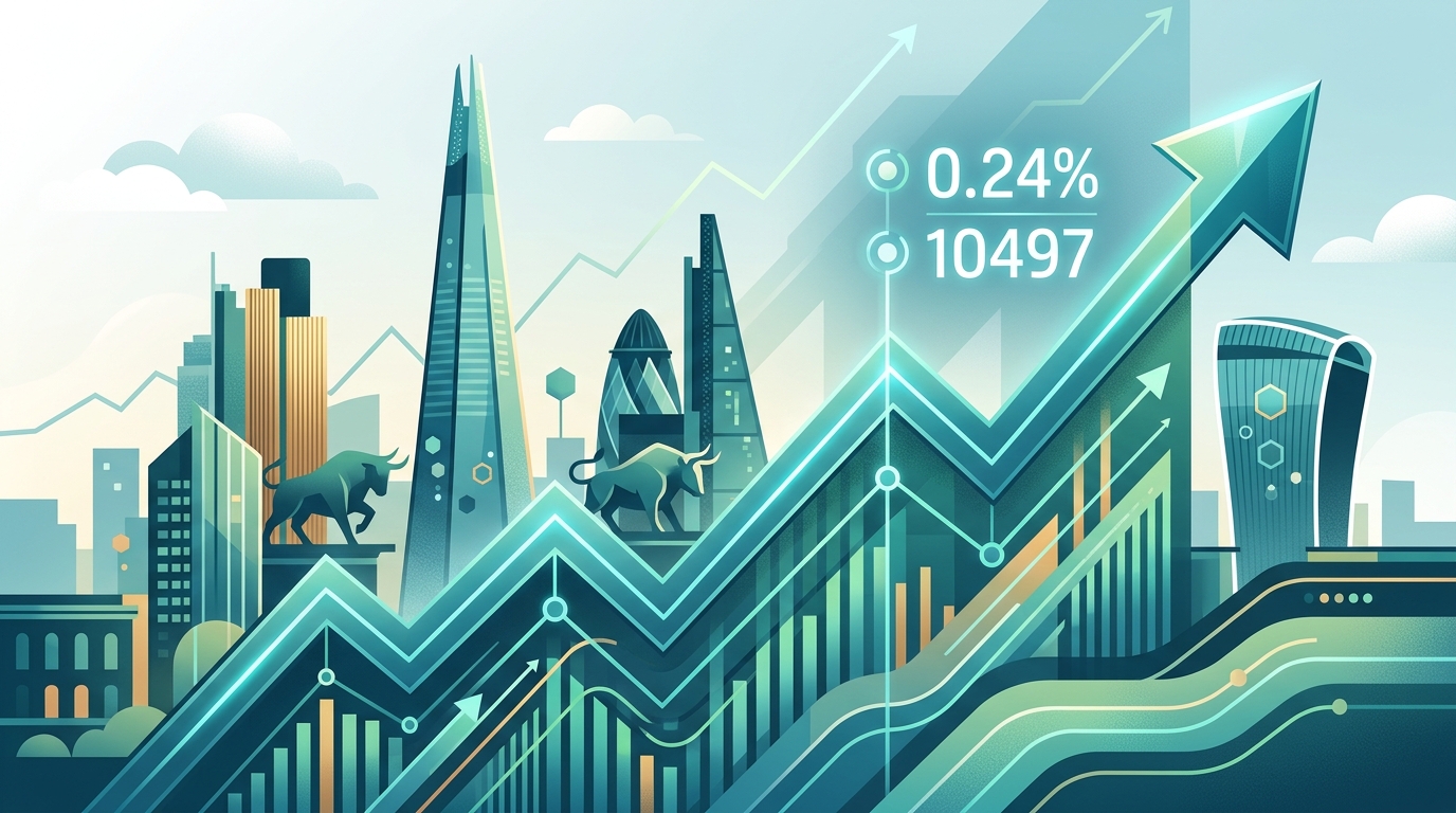 مؤشر بورصة لندن يغلق مرتفعًا بنسبة 0.24% عند 10497 نقطة
